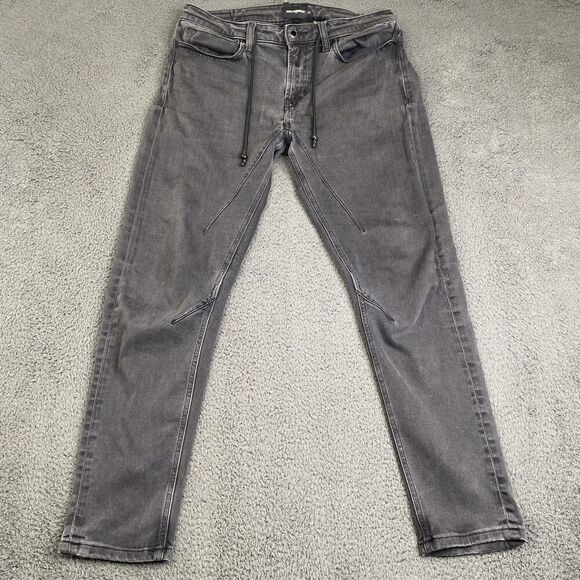Karl Lagerfeld Jeans Mens 32 Black Slim Fit Drawstring Moto Stretch Pants Modern - Picture 1 of 11